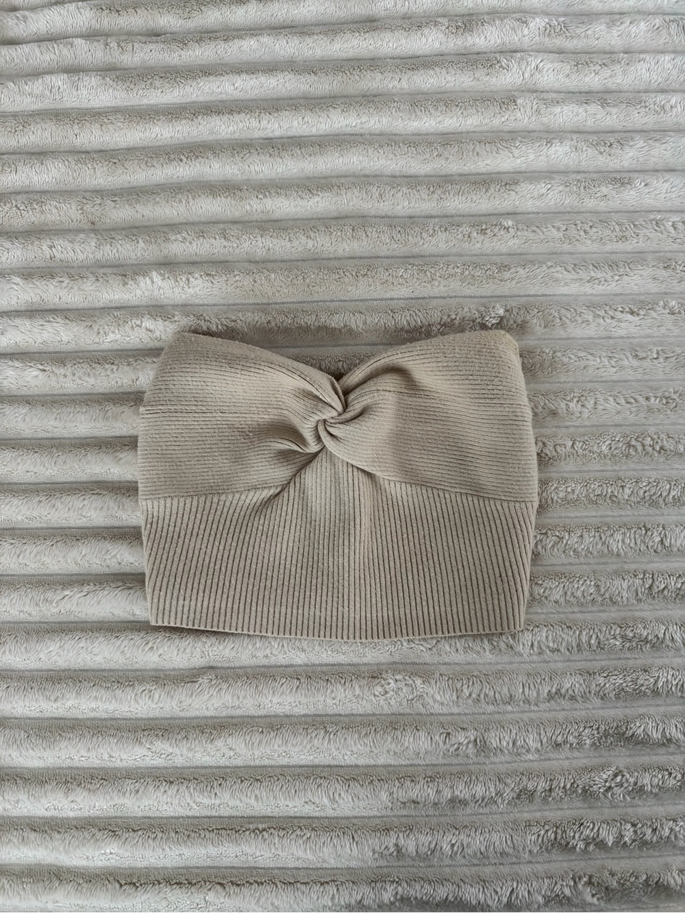 Princess Polly Twist-Front Ribbed Mini Skirt in Taupe
